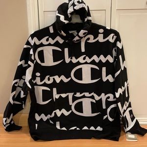 Black Champion reverse weave all over hoodie